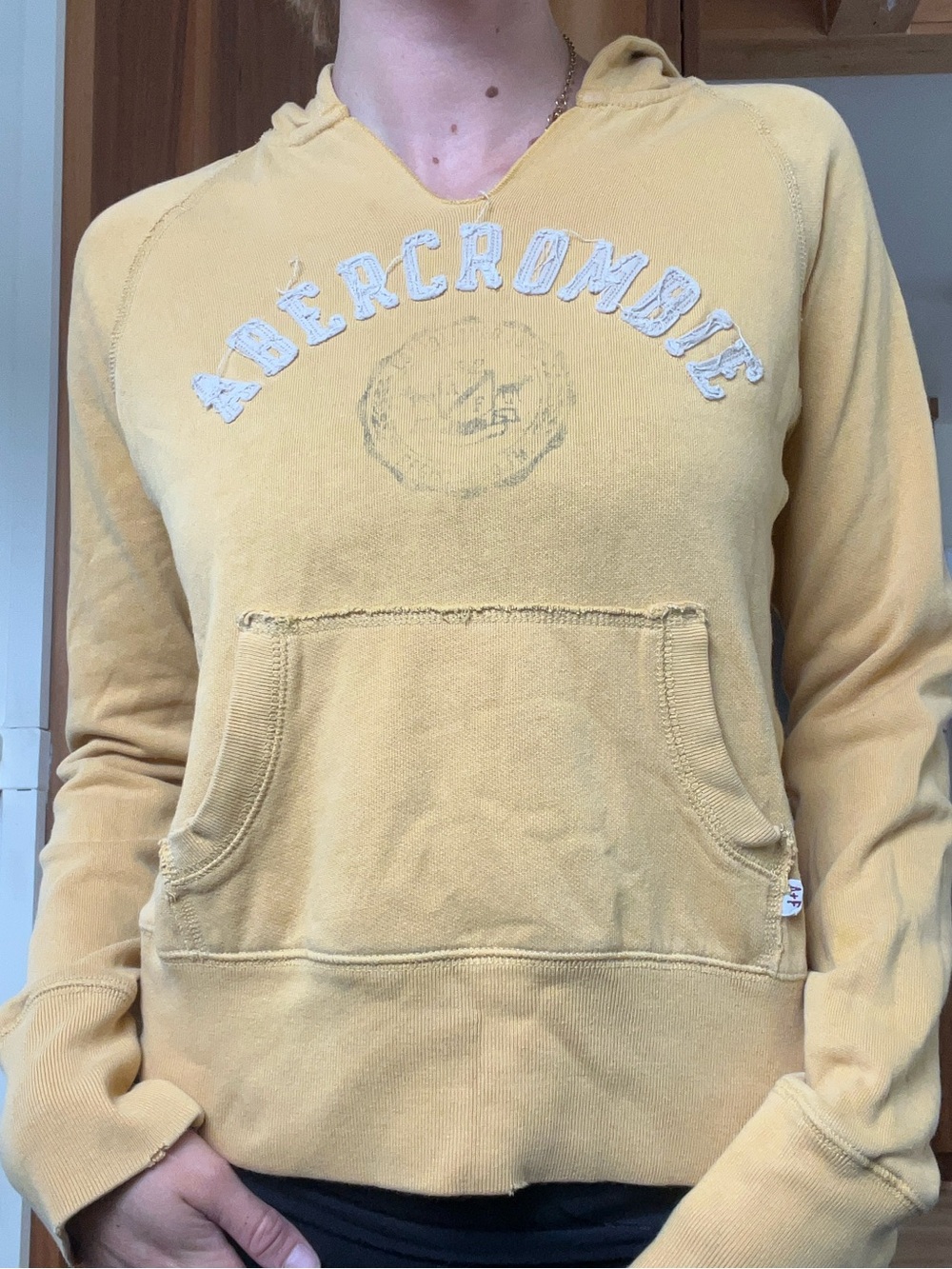 Abercrombie & Fitch Yellow Hooded Pullover Sweatshirt